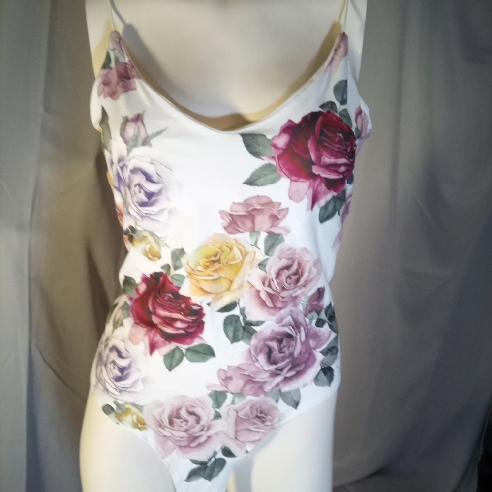 Gaze Floral Patterned Body Suit with Pastel Hues